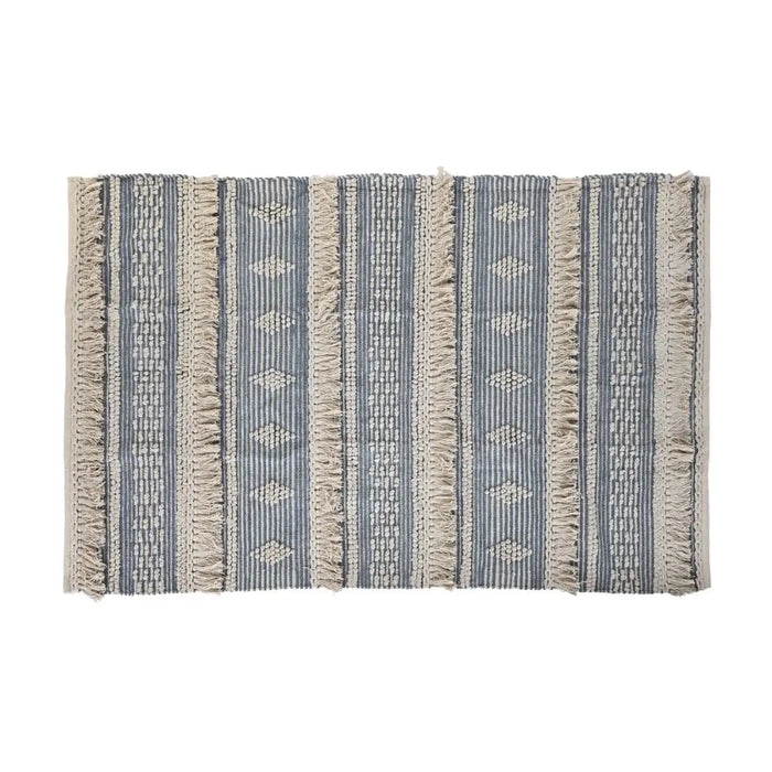 Килим DKD Home Decor 180 x 120 x 2 cm Син Памук Бял Boho