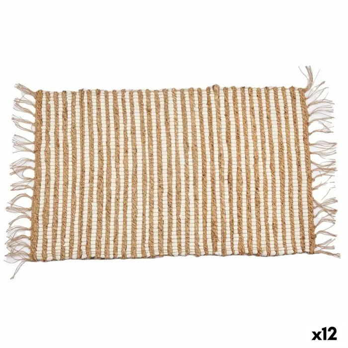 Килим Gift Decor Бял Естествен Райета 60 x 1 x 90 cm (12