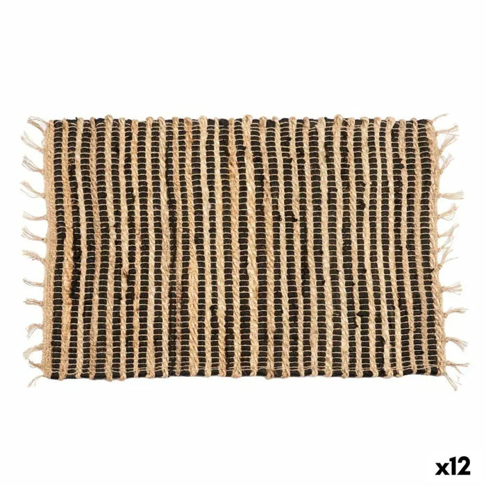 Килим Gift Decor Черен Естествен Райета 60 x 1 x 90 cm (12