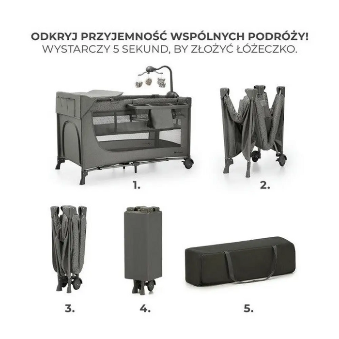 KinderKraft Пътно креватче JOY 2 ТЪМНО СИВО