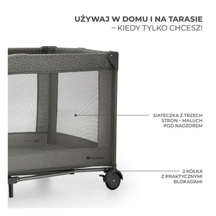 KinderKraft Пътно креватче JOY 2 ТЪМНО СИВО