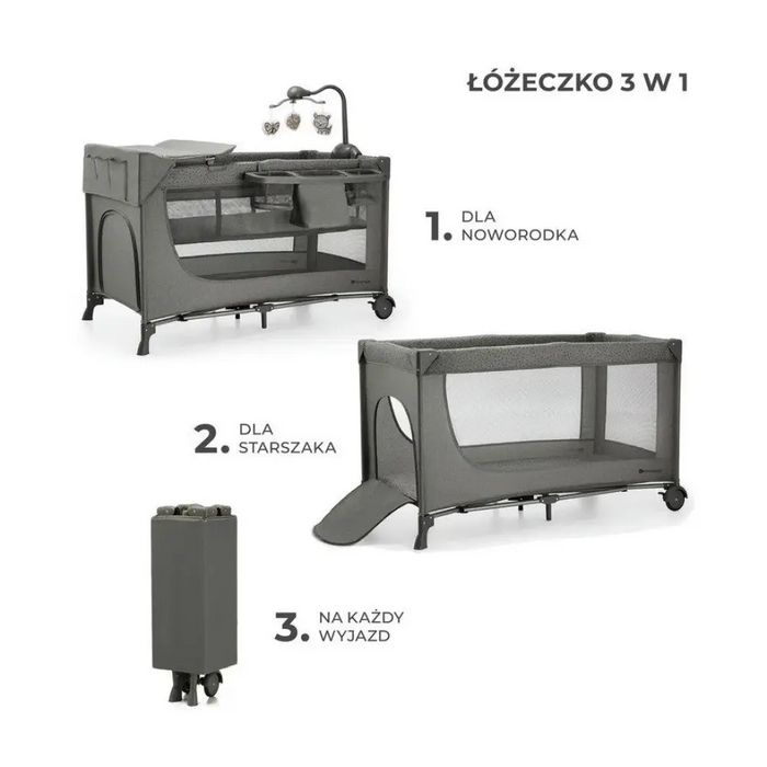 KinderKraft Пътно креватче JOY 2 ТЪМНО СИВО