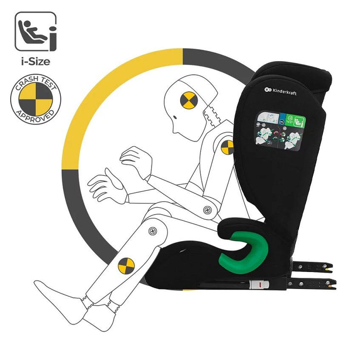 Стол за кола KinderKraft - Junior Fix 2, IsoFix, i-Size, 100-150 cm, Graphite Black