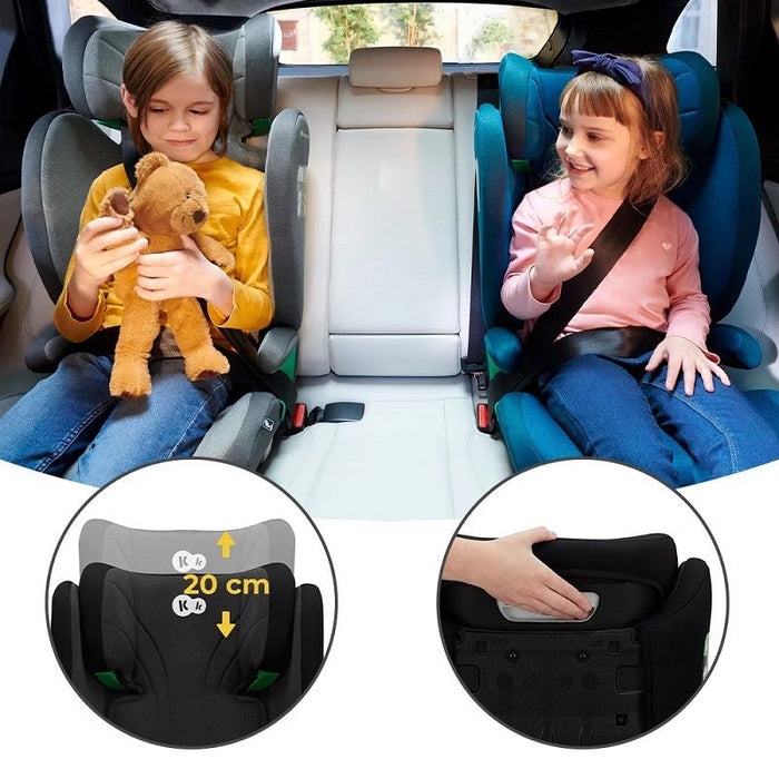 Стол за кола KinderKraft - Junior Fix 2, IsoFix, i-Size, 100-150 cm, Graphite Black