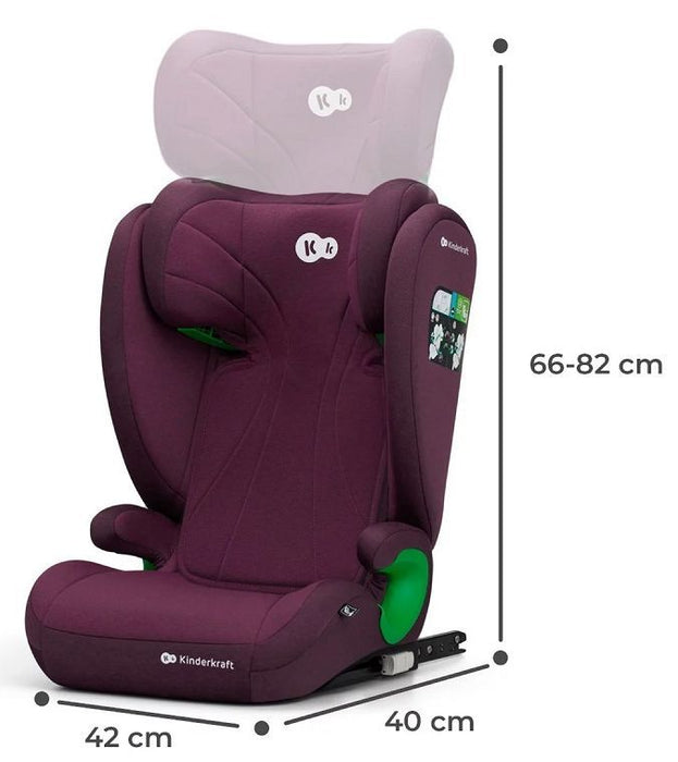 Стол за кола KinderKraft - Junior Fix 2, IsoFix, i-Size, 100-150 cm, Graphite Black