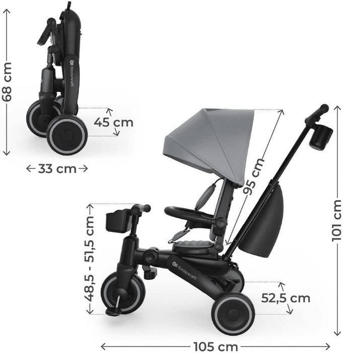 Сгъваема триколка KinderKraft - Jazz 3, Grey