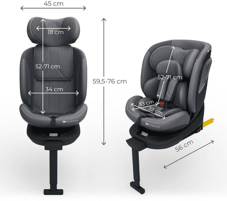 Столче за кола KinderКraft - I-360 2 Plus, Grey