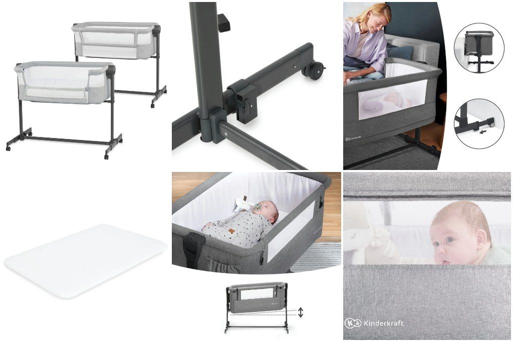 Бебешка кошара KinderKraft - Nestee UP 2, Grey