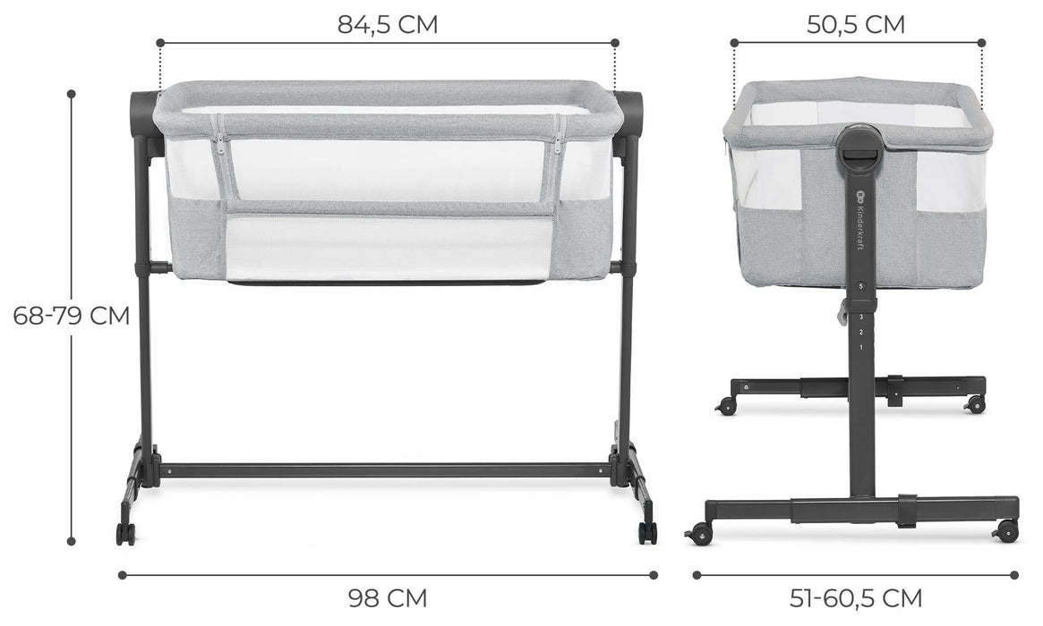 Бебешка кошара KinderKraft - Nestee UP 2, Grey
