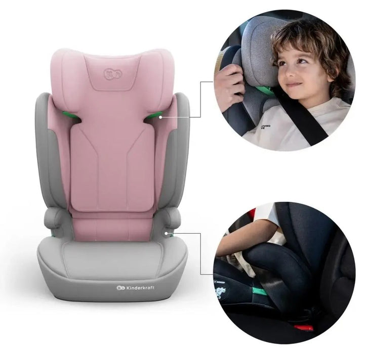 Стол за кола Kinderkraft - I-Spark 2 Plus, i-Size, 100-150 cm, Pink