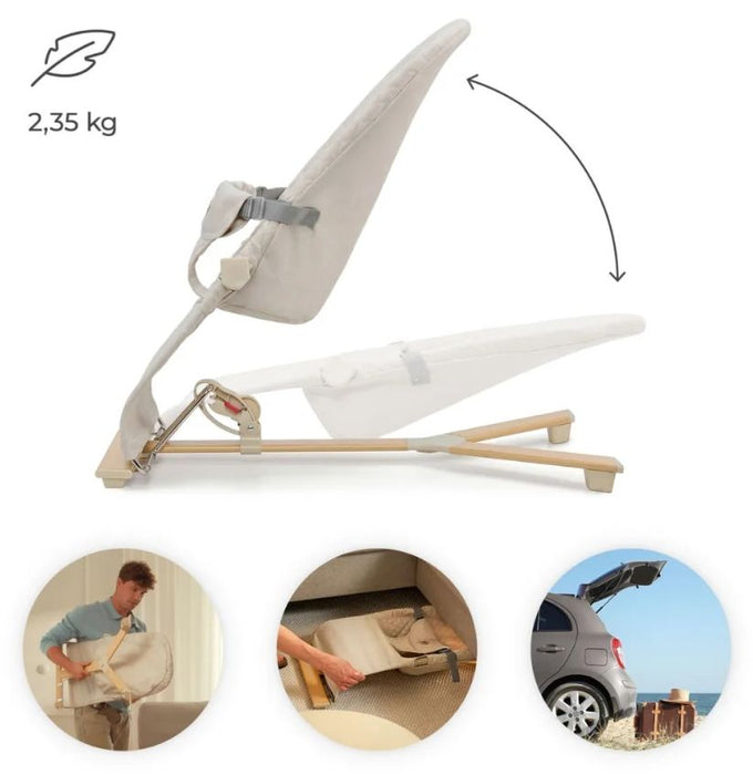 Бебешки шезлонг KinderKraft - Mimi, Wood/Beige