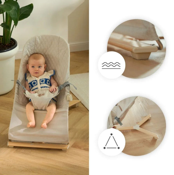 Бебешки шезлонг KinderKraft - Mimi, Wood/Beige
