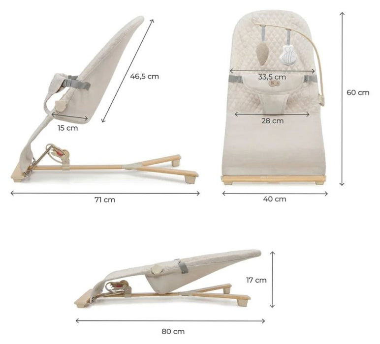 Бебешки шезлонг KinderKraft - Mimi, Wood/Beige