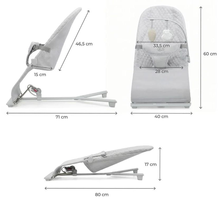 Бебешки шезлонг KinderKraft - Mimi, Light Grey