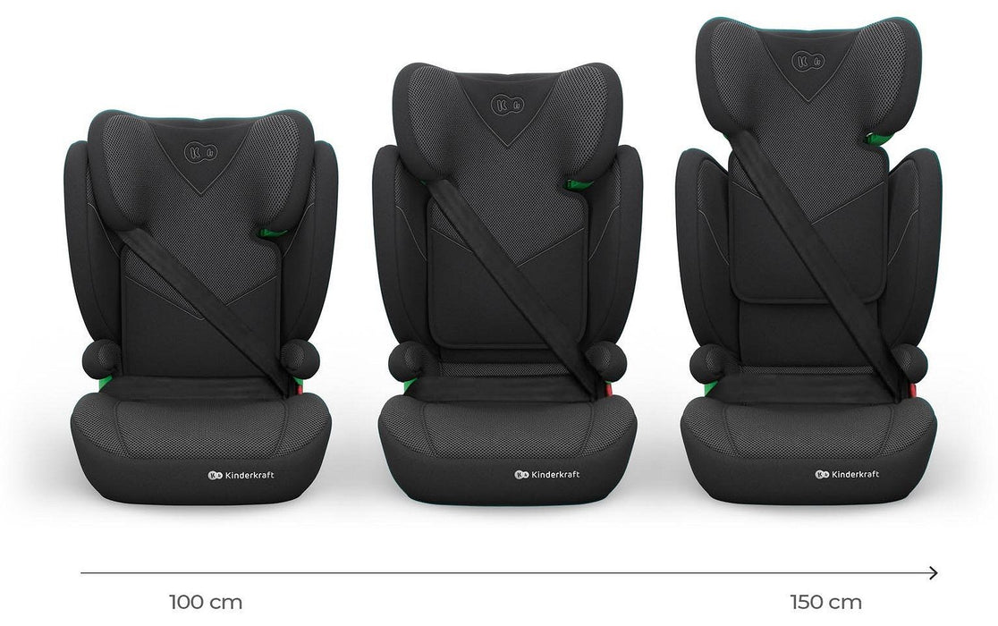 Стол за кола Kinderkraft - Junior Fix 2 Plus, IsoFix, i-Size, 100-150 cm, Black