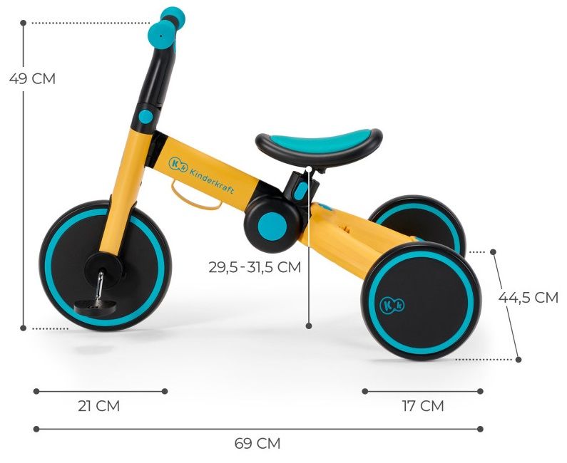 Триколка 3 в 1 KinderКraft - 4trike, Yellow