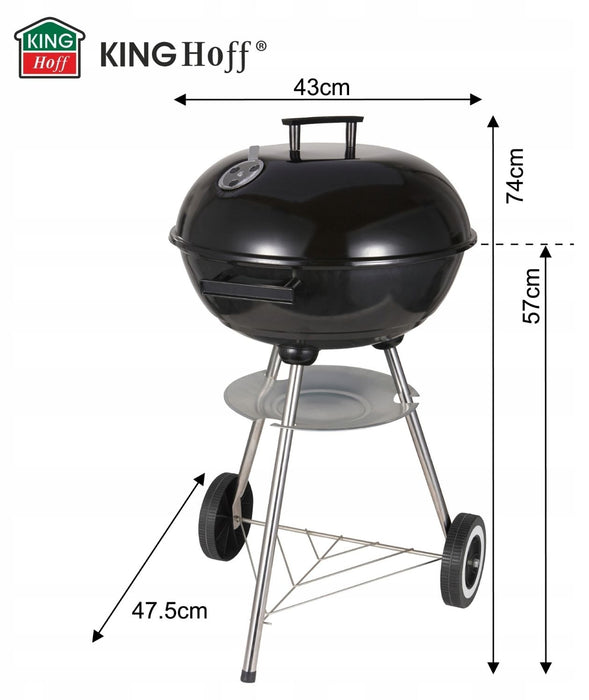 Барбекю на дървени въглища KingHoff - KH 2033, 43 х 43 х 74 cm