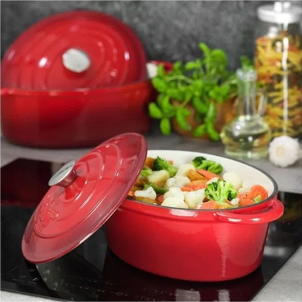 Чугунена тенджера Kinghoff - 30 cm, 4.5 l, червена