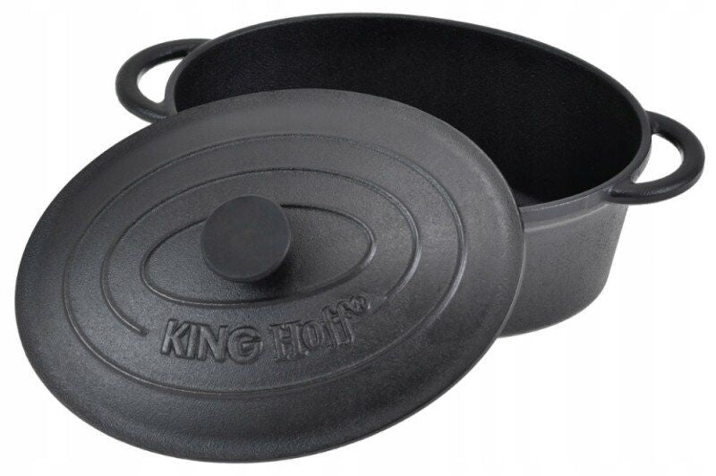 Чугунена тенджера с капак Kinghoff - KH-2255, 4.5 l, черен
