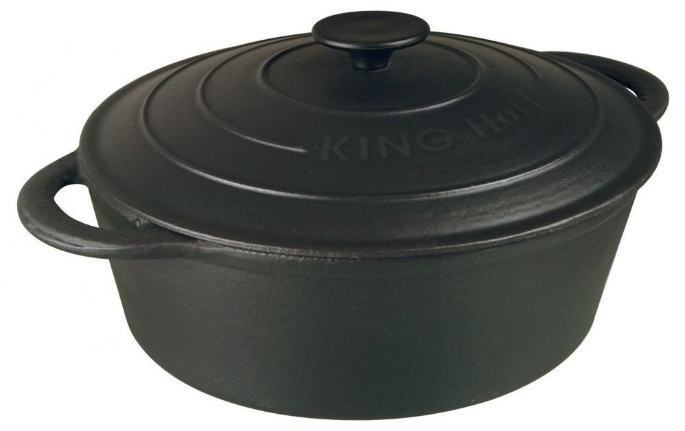 Чугунена тенджера с капак Kinghoff - KH-2255, 4.5 l, черен
