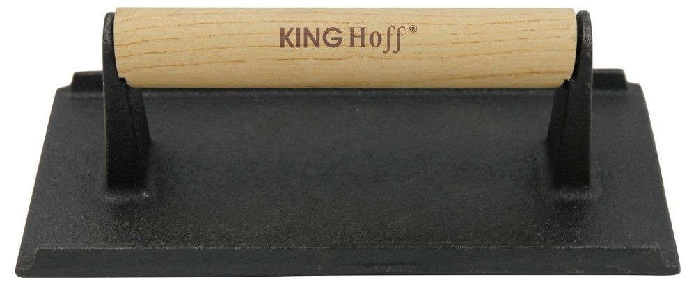 Чугунена преса за месо Kinghoff - KH 1758, 21 x 10.8 cm, дървена дръжка, черна