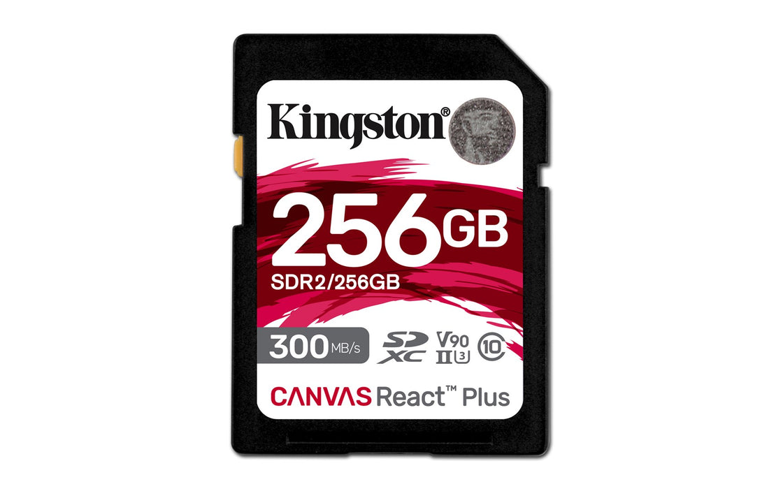 Kingston Technology 256GB Canvas React Plus SDXC UHS-II 300R/260W U3 V90 за Full HD/4K/8K