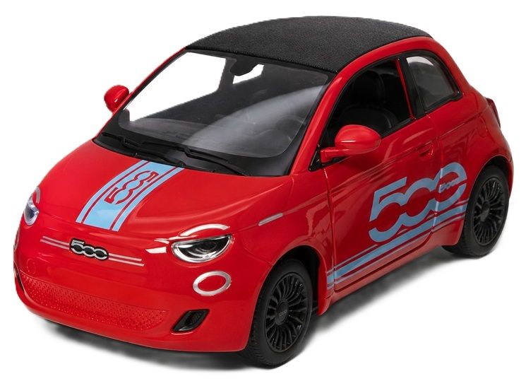 Метална количка Kinsmart Livery Edition - Fiat 500e, 1:28, червена