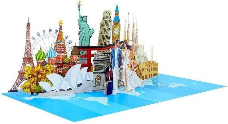 Поздравителна картичка Kiriori Pop-up - Сватбено пътешествие