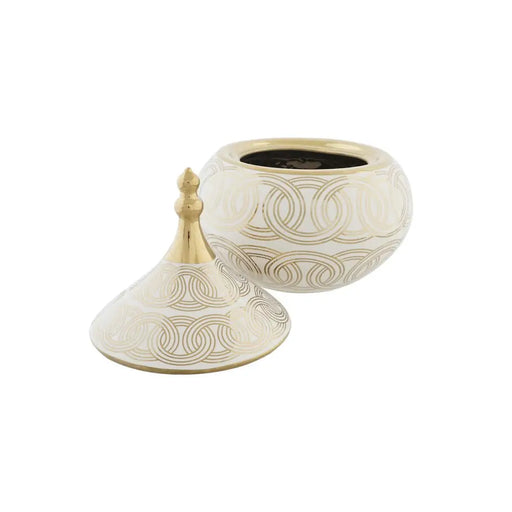 Китайска ваза DKD Home Decor Бял Златен Порцелан