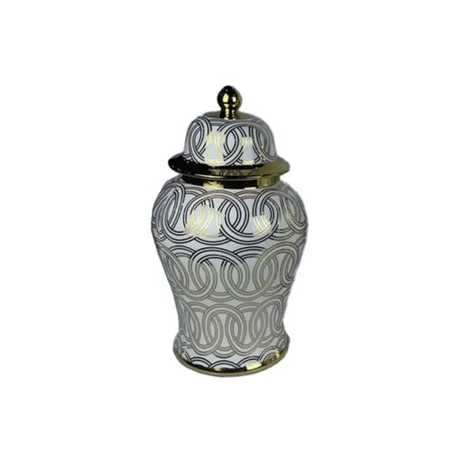 Китайска ваза DKD Home Decor Порцелан Златен Бял