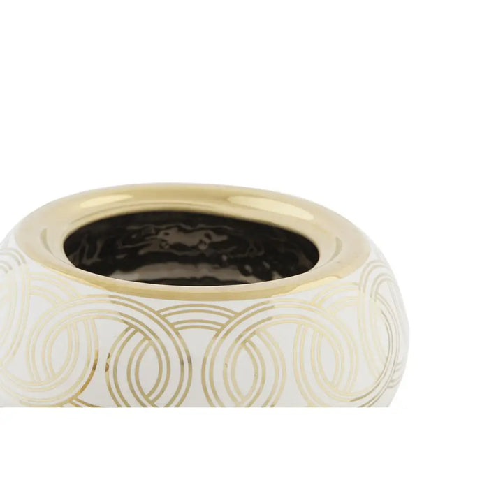 Китайска ваза DKD Home Decor Бял Златен Порцелан