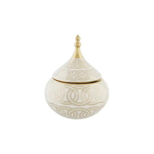 Китайска ваза DKD Home Decor Бял Златен Порцелан