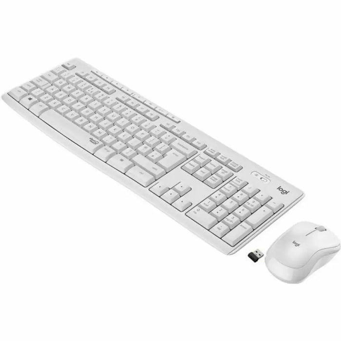 Kлаиатура с безжична мишка Logitech MK295 Бял френски AZERTY
