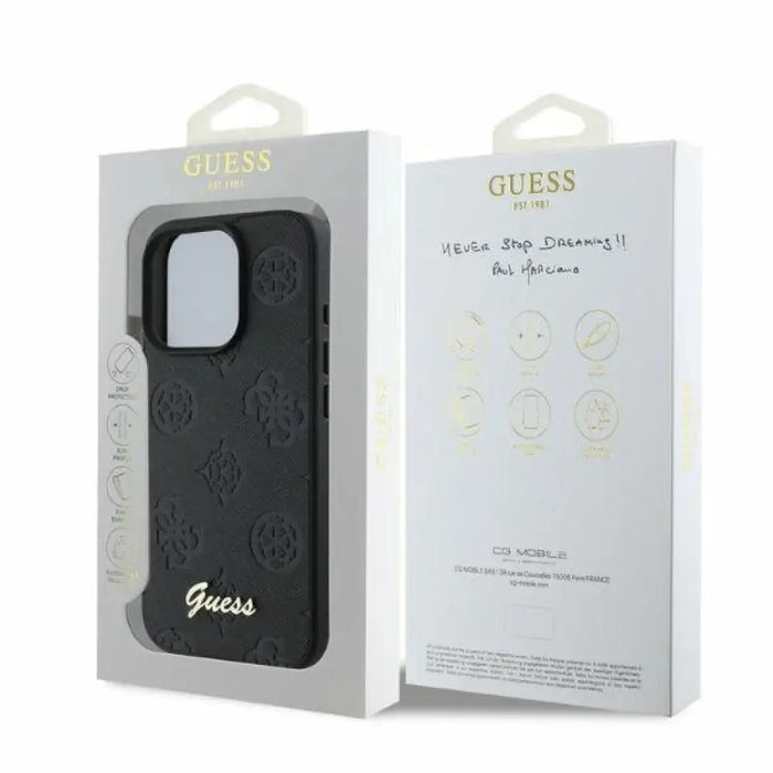 Класически калъф Guess 4G за iPhone 16 Pro Max - черен