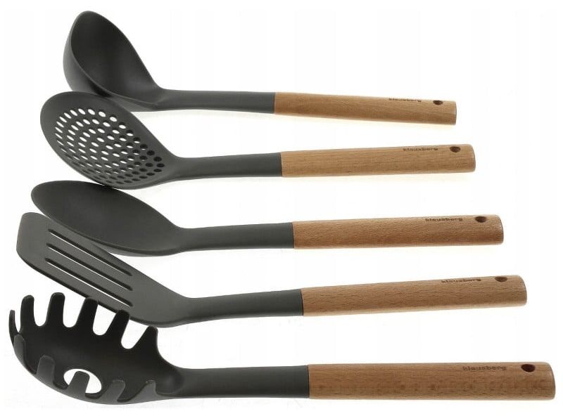 Kухненски прибори Klausberg - KB 7511, 5 части, бук и найлон, сив