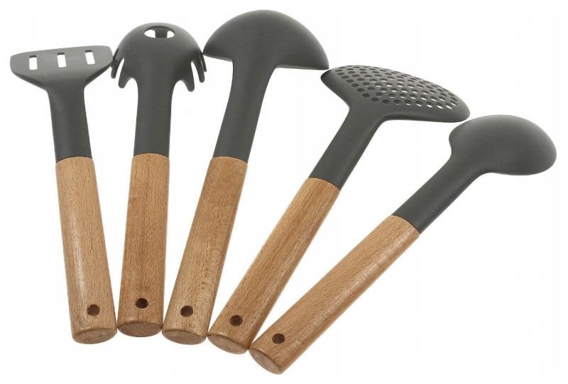 Kухненски прибори Klausberg - KB 7511, 5 части, бук и найлон, сив