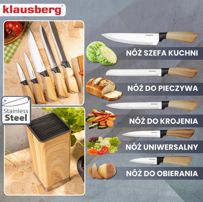 Комплект кухненски ножове Klausberg - KB-9035, 6 части
