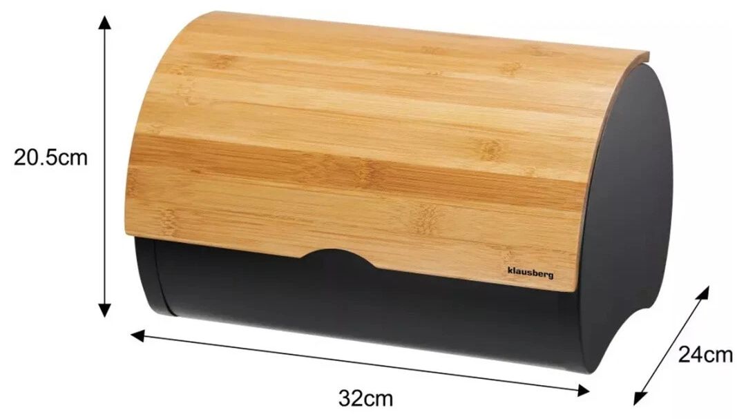 Кутия за хляб Klausberg - KB 7711, 32 cm, бамбук, кафява/черна