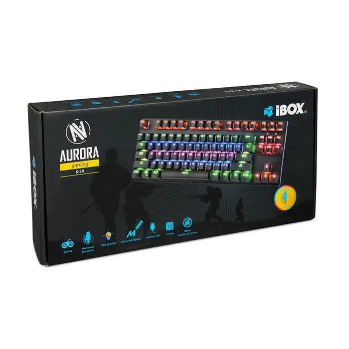 Клавиатура iBox IKGMK2R Gaming USB QWERTY US English Черна