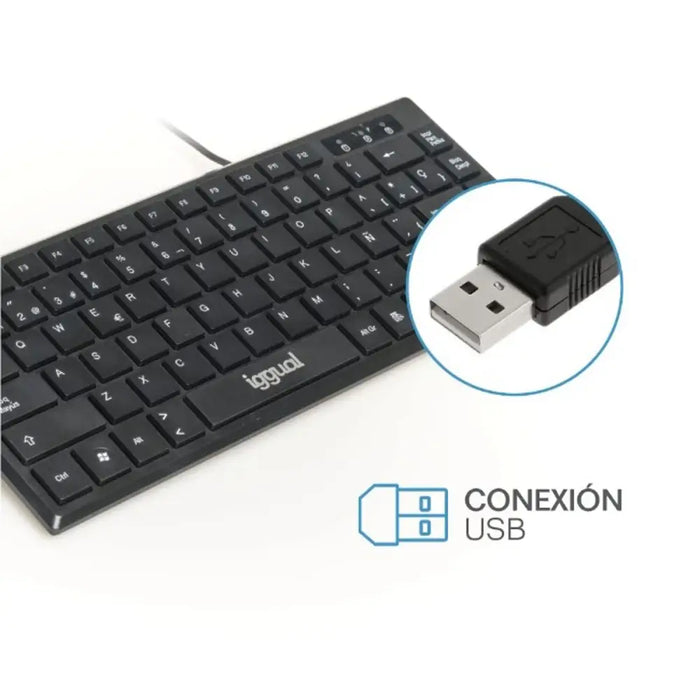 Клавиатура iggual Slim TKL-USB Черен