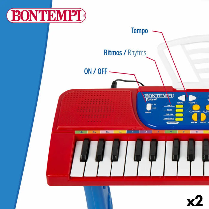 Клавиатура с 37 бутона Bontempi 43 x 56 x 23 cm (2 броя)