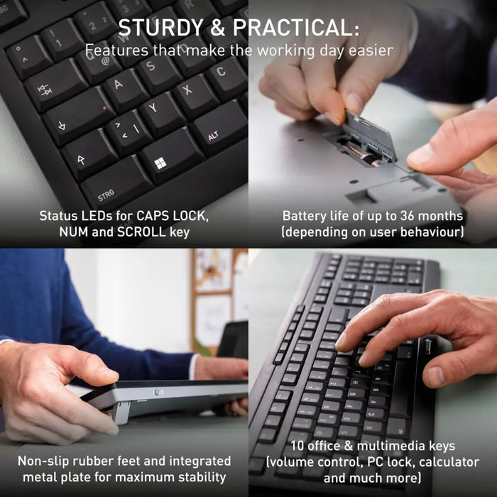 Клавиатура с мишка Cherry JD-8550ES-2 Черен испански QWERTY