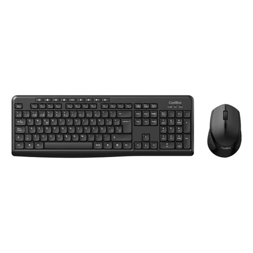Клавиатура с мишка CoolBox COO KTR 03W Черен Испанска Qwerty