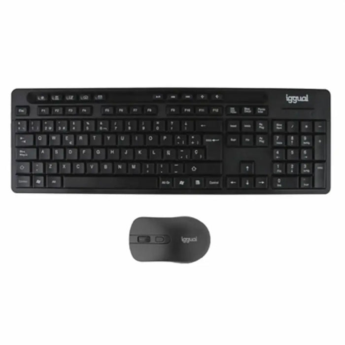 Клавиатура с мишка iggual IGG319277 Черен Испанска Qwerty