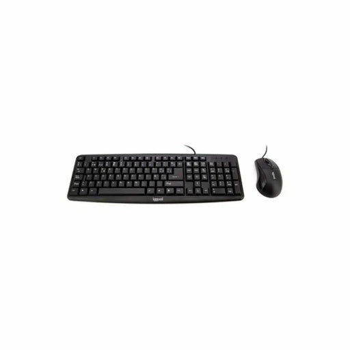 Клавиатура с мишка iggual QWERTY USB Черен Испанска Qwerty