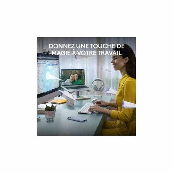 Клавиатура с мишка Logitech Бял френски Azerty френски