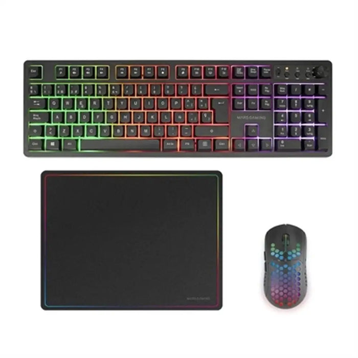 Клавиатура с мишка Mars Gaming MCPWX Черен испански