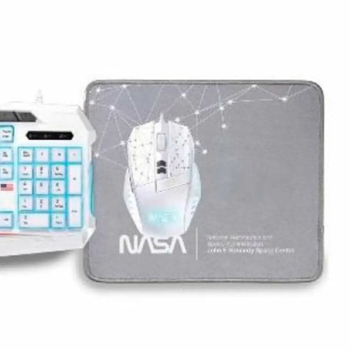 Клавиатура с мишка NASA ANDROMEDA4IN1-W Бял Многоцветен