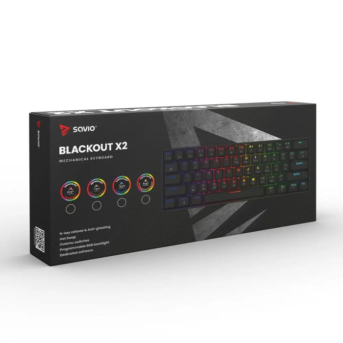 Клавиатура Savio BLACKOUT X2 Blue Черен Qwerty US