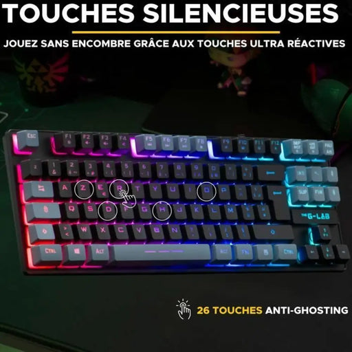 Клавиатура The G-Lab KEYZ CAESIUM Черен Сив Azerty френски